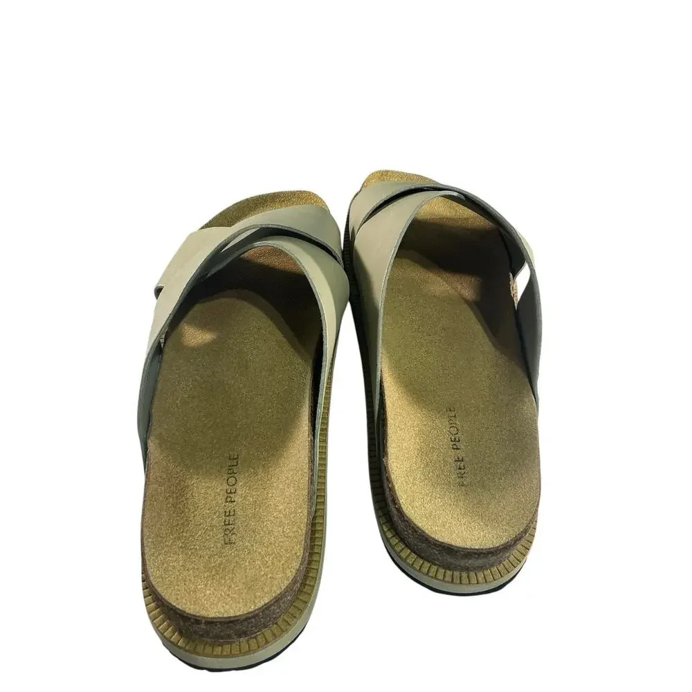 FREE PEOPLE Womens Sidelines Footbed Slides Sandals Sz 40 US 9 CrissCross Tan - Picture 4 of 10